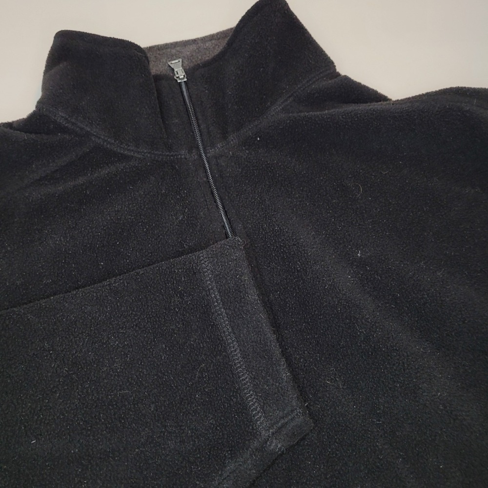 St. Johns Bay Fleece Pullover Mens XL Black Excellent Quarter-Zip Mock Neck